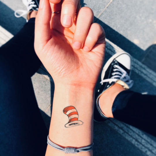 fake small dr. seuss Color temporary tattoo sticker design idea on wrist
