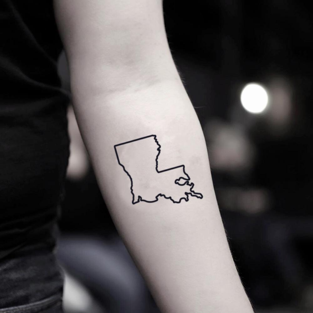 fake small louisiana minimalist temporary tattoo sticker design idea on inner arm