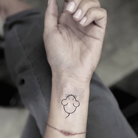 fake small mouse animal temporary tattoo sticker design idea on wrist