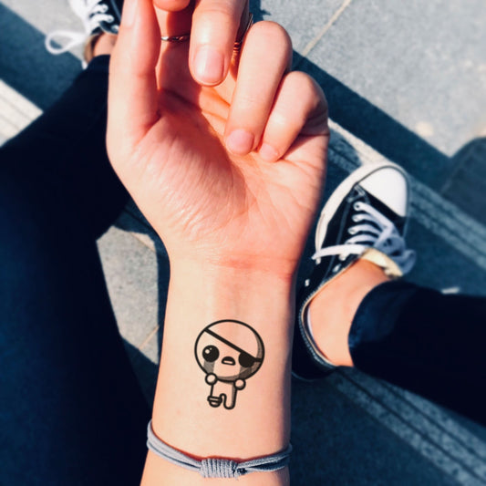 fake small the binding of isaac cartoon temporary tattoo sticker design idea on wrist